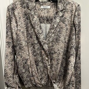 Bailey 44 Snake Print Blouse - Cream and Gray